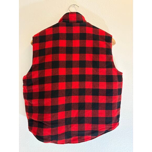 VTG CLAYBROOKE OUTDOORS Wool Blend Flannel Vest | Red Black Checkered | LARGE - Picture 5 of 6